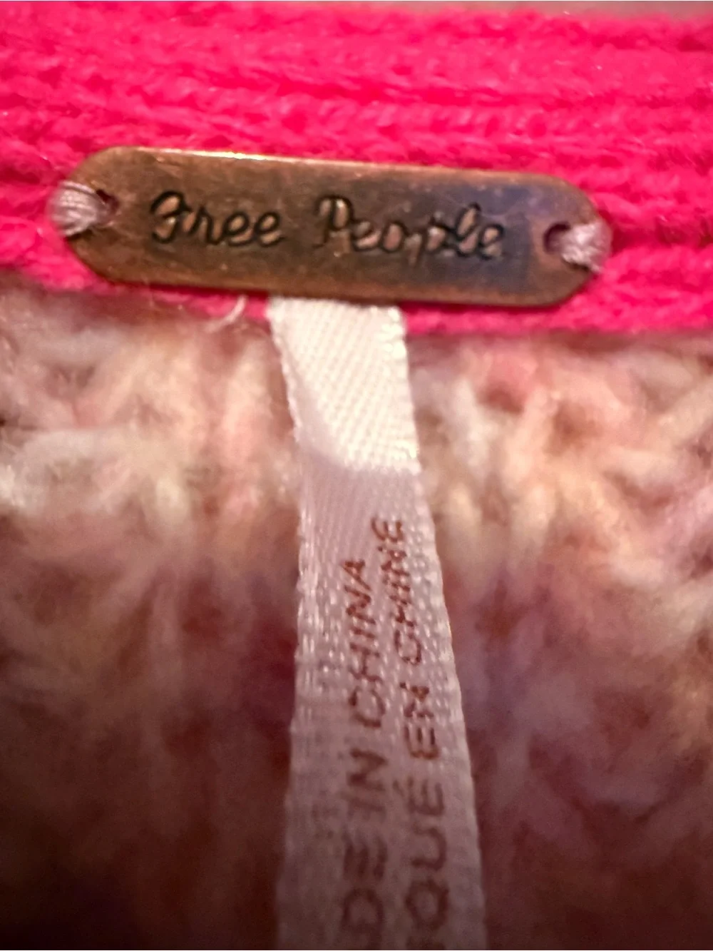 Free People Blush Pink Cable Knit Button Cardigan-oversized